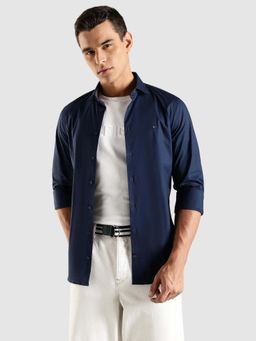 Tommy Hilfiger - Solid Slim Fit Cotton Shirt - Navy Blue
