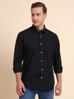 Greenfibre - Black Printed Slim Fit Semi Casual Shirt