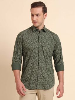 JadeBlue - Green Printed Semi Casual Shirt