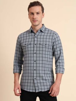 JadeBlue - Grey Checked Casual Shirt