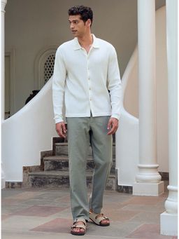 Andamen - Men Textured Cotton Relaxed Fit Shirt-Off White