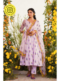 Baise Gaba - Sukoon Kurta Floral Lavender (Set of 2)