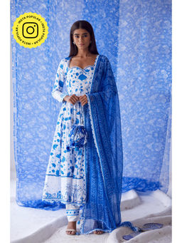 Baise Gaba - White Nirad Anarkali (Set of 3)