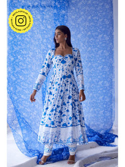 Baise Gaba - White Nirad Anarkali Kurta