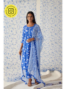 Baise Gaba - Blue Sindhu Straight Suit (Set of 3)