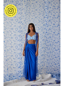 Baise Gaba - Blue Abhra Skirt Choga (Set of 3)