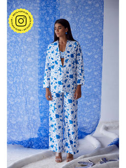 Baise Gaba - White Qaul Coat And Pant (Set of 2)