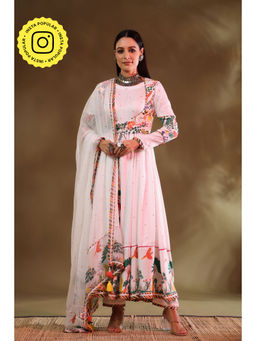 Baise Gaba - White Kainaat Anarkali Kurta With Koti (Set of 2)