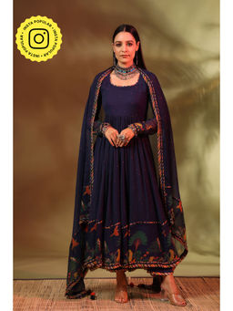 Baise Gaba - Navy Blue Noori Anarkali (Set of 3)