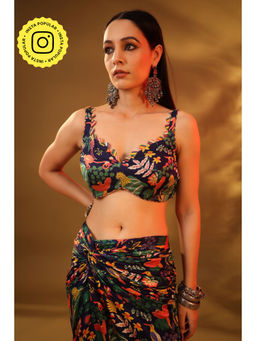 Baise Gaba - Navy Blue & Multi-color Nida Blouse