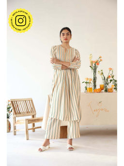 Baise Gaba - Sepia Stripe Printed Kurta with Pant (Set of 2)