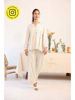 Baise Gaba - Off White Polka Dots Dewy Pants