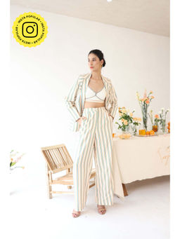 Baise Gaba - Off White Stripe Print Halo Pants