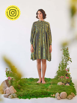 Baise Gaba - Multi-Color Fiona Printed Chiffon Knee Length Dress