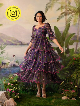 Baise Gaba - Purple Embroidery Printed Vaanya Dress