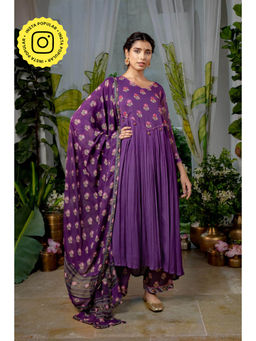 Baise Gaba - Sugandhi Purple Anarkali Kurta with Pant (Set of 2)