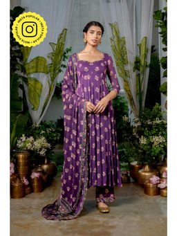 Baise Gaba - Keerthi Purple Anarkali Kurta with Pant and Dupatta (Set of 3)