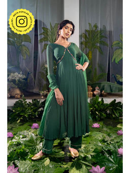 Baise Gaba - Aishwarya Green Anarkali Kurta with Pant and Dupatta (Set of 3)