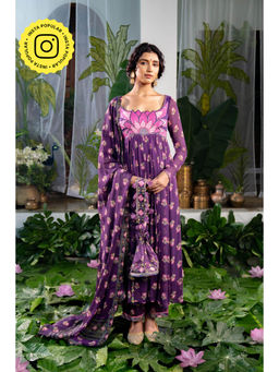 Baise Gaba - Jinal Purple Anarkali Kurta with Pant and Dupatta (Set of 3)