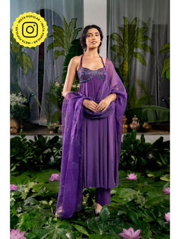 Baise Gaba - Athmika Purple Anarkali Kurta with Pant and Dupatta (Set of 3)