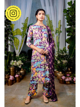Baise Gaba - Saraswati Purple Kurta with Pant and Dupatta (Set of 3)