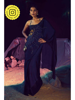 Baise Gaba - Pre-Draped Solina Saree with Stitched Blouse