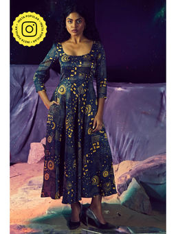 Baise Gaba - Navy Blue Printed Ananta Dress