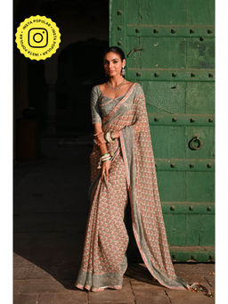 Baise Gaba - Chandni Printed Saree with Stitched Blouse