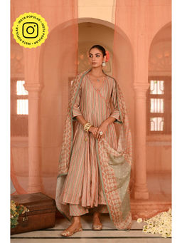 Baise Gaba - Multi-Color Chandbagh Angrakha Kurta with Pant and Dupatta (Set of 3)