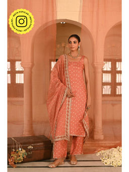 Baise Gaba - Orange Chandrika Bandhani Printed Kurta with Pant and Dupatta (Set of 3)
