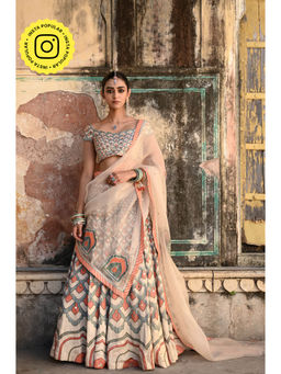 Baise Gaba - Raas Mirror Work Blouse with Lehenga and Dupatta (Set of 3)