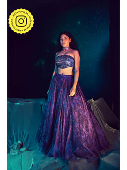 Baise Gaba - Galactic Embroidered Blouse and Lehenga (Set of 2)
