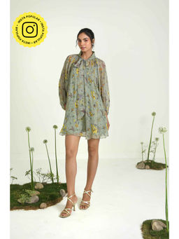 Baise Gaba - Green Wildflower Dress With Slip (Set of 2)