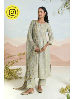 Baise Gaba - Solvia Green Kurta with Pant and Dupatta (Set of 3)