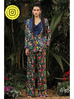 Baise Gaba - Aftab Blue Floral Printed Coat