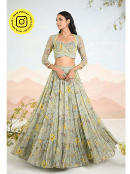Baise Gaba - Auralia Green Lehenga with Blouse and Dupatta