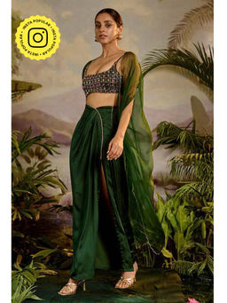 Baise Gaba - Green Trishna Top with Skirt and Dupatta