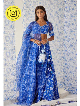 Baise Gaba - Ihanna Blue Lehenga with Blouse and Dupatta