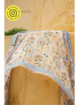 Baise Gaba - Peach Chanderi Floral Printed Dupatta