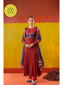 Baise Gaba - Red Roop Anarkali and Pant with Dupatta