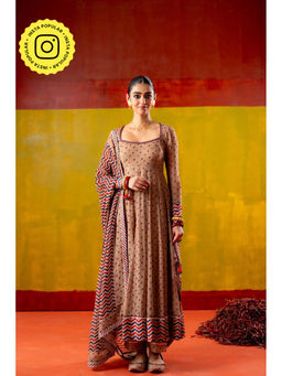Baise Gaba - Beige Heena Anarkali and Pant with Dupatta