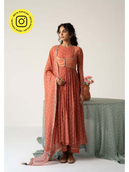 Baise Gaba - Orange Rohiva Anarkali and Pant Koti with Dupatta
