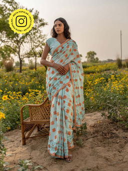 Baise Gaba - Blue Poeticus Saree With Blouse Fabric