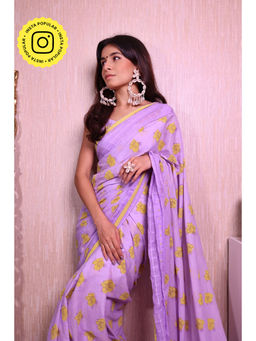 Baise Gaba - Lavender Lavender Poeticus Saree with Blouse Fabric