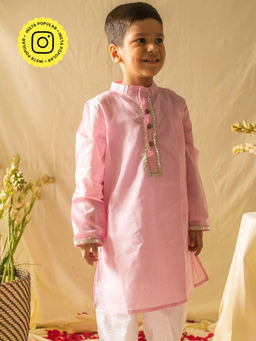 House of Ekam - Baby Pink Gota Kurta & Pyjama (Set of 2)
