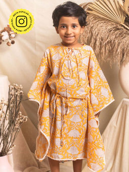 House of Ekam - Yellow Floral Kaftan