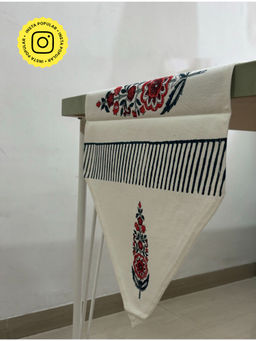 House of Ekam - Blue and Red Cypress Poppy Table Runner