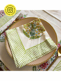 House of Ekam - Guldasta Cypress Poppy Placemats and Napkins