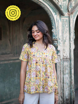 House of Ekam - Ruhani Yellow Paisley Top