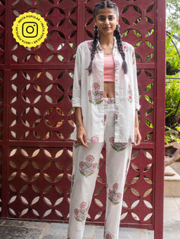 House of Ekam - Guldasta Cypress Poppy Printed Co Ord (Set of 2)